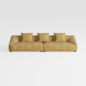 Minimalist Velvet Extra Large Sofa With Throw Pillows 3D Model