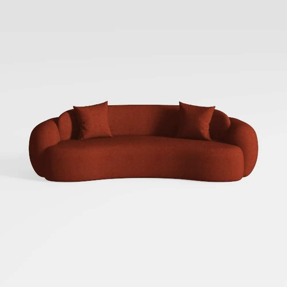 Acanva Luxury Modern Tight Curved Back Velvet Sofa