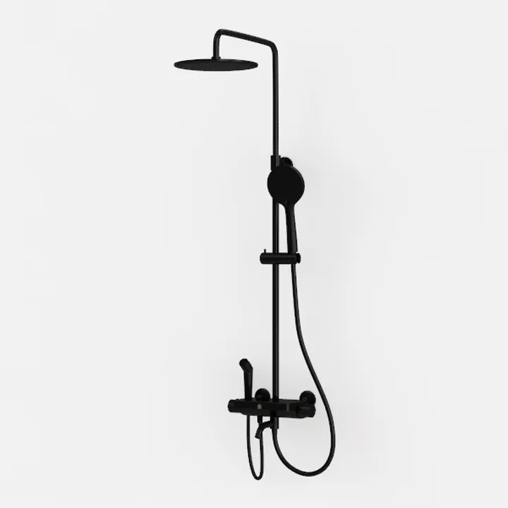 Shower System Black with Tub Spout, Stainless
