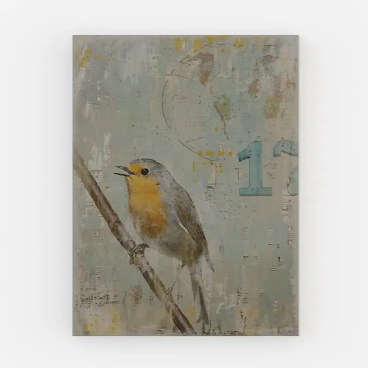 Vintage Rustic Robin Bird Wall Art Decor 3D Model