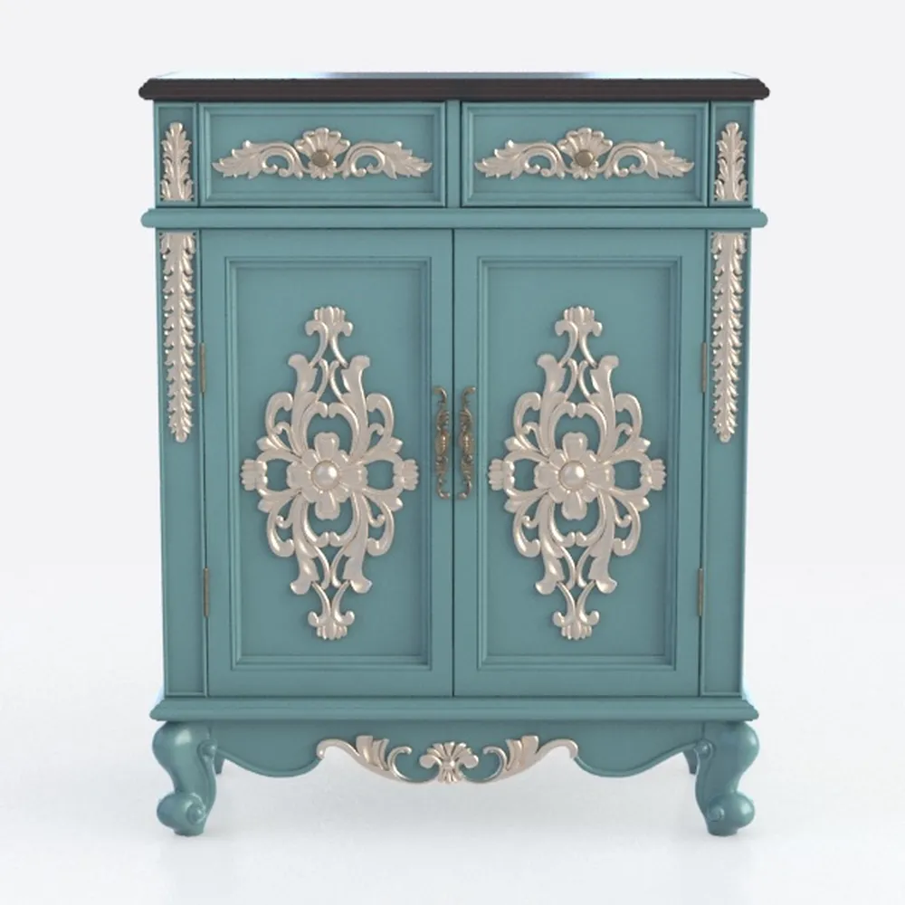 Buffet Cabinet with Storage, Wooden Carved