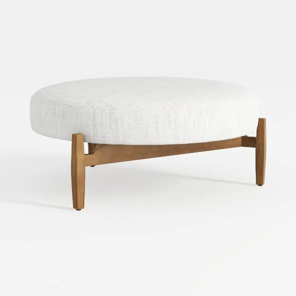 Oval Storage Bench 43.5" Linen Fabric Upholstered