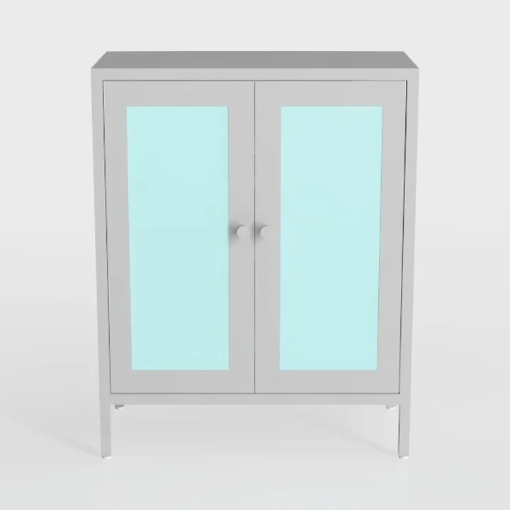 White Metal Storage Cabinet with 2 Doors - (47H)