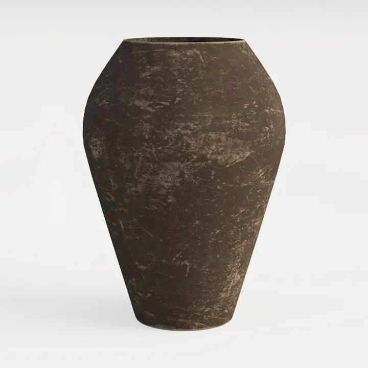 9.5'' Black Terracotta Vase Handmade Rustic Floor