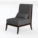 Minimalist Dark Fabric Wood Frame Accent Chair 3D Model Left 45 Degree View