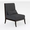 Minimalist Dark Fabric Wood Frame Accent Chair 3D Model Right 45 Degree View