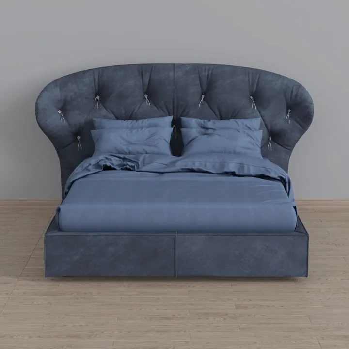 Modern Tufted Velvet Upholstered King Bed 3D Model