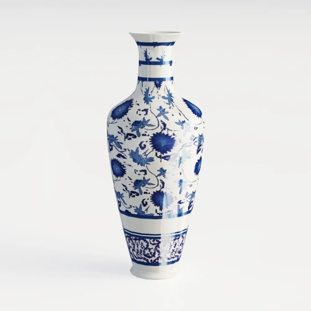 Chinese Jingdezhen Ceramics Blue White Porcelain Flower Vase Ornaments Home Livingroom Decoration Study Room Furnishing Crafts