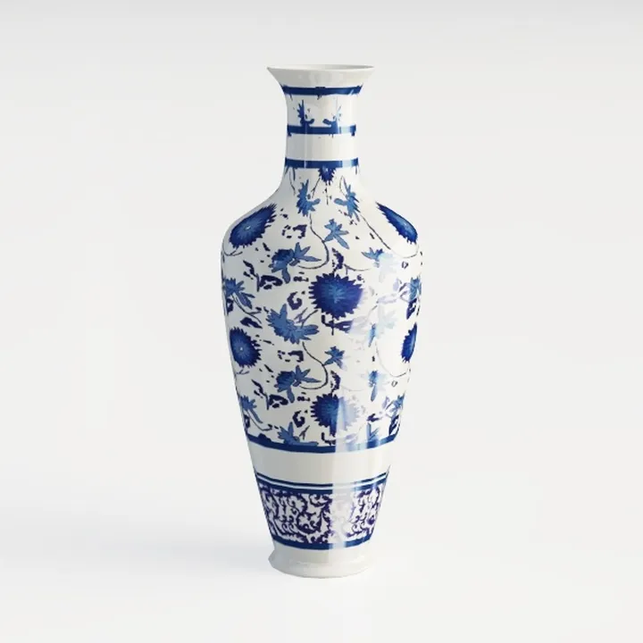 Chinese Jingdezhen Ceramics Blue White Porcelain Flower Vase Ornaments Home Livingroom Decoration Study Room Furnishing Crafts