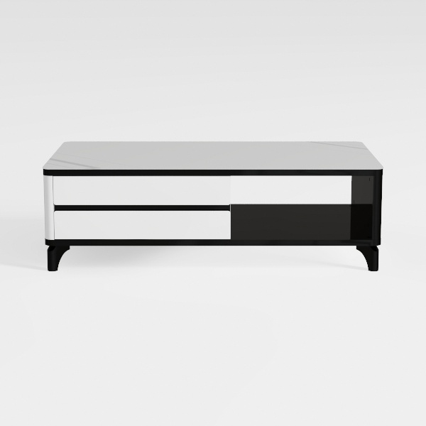 RUNNUP Modern Side Table with Drawer, Slate-Top