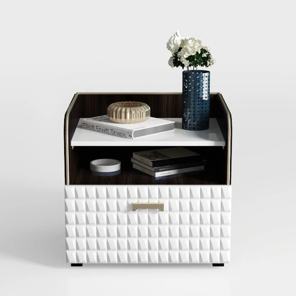 Fluted Night Stand Bedroom Nightstand with