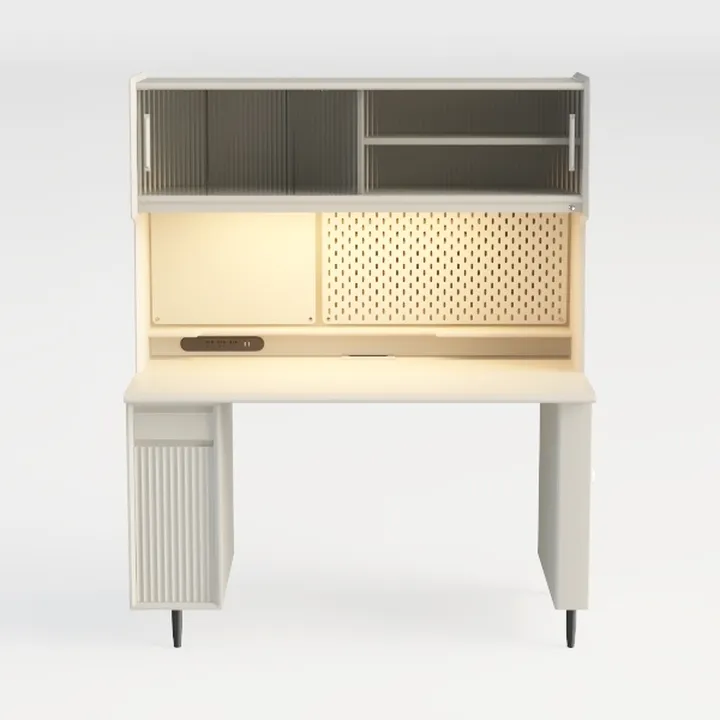 Generico Scrivania compatta con libreria Integrata, Ampio Spazio di archiviazione, Struttura in Metallo per stabilità, Ideale per camere da Letto e studi (120 x 60 x 74 cm)