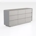 Minimalist Solid Wood 9 Drawer Dresser 3D Model Right 45 Degree View