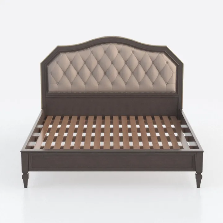 Classic Tufted Upholstered Solid Wood Platform Bed 3D Model
