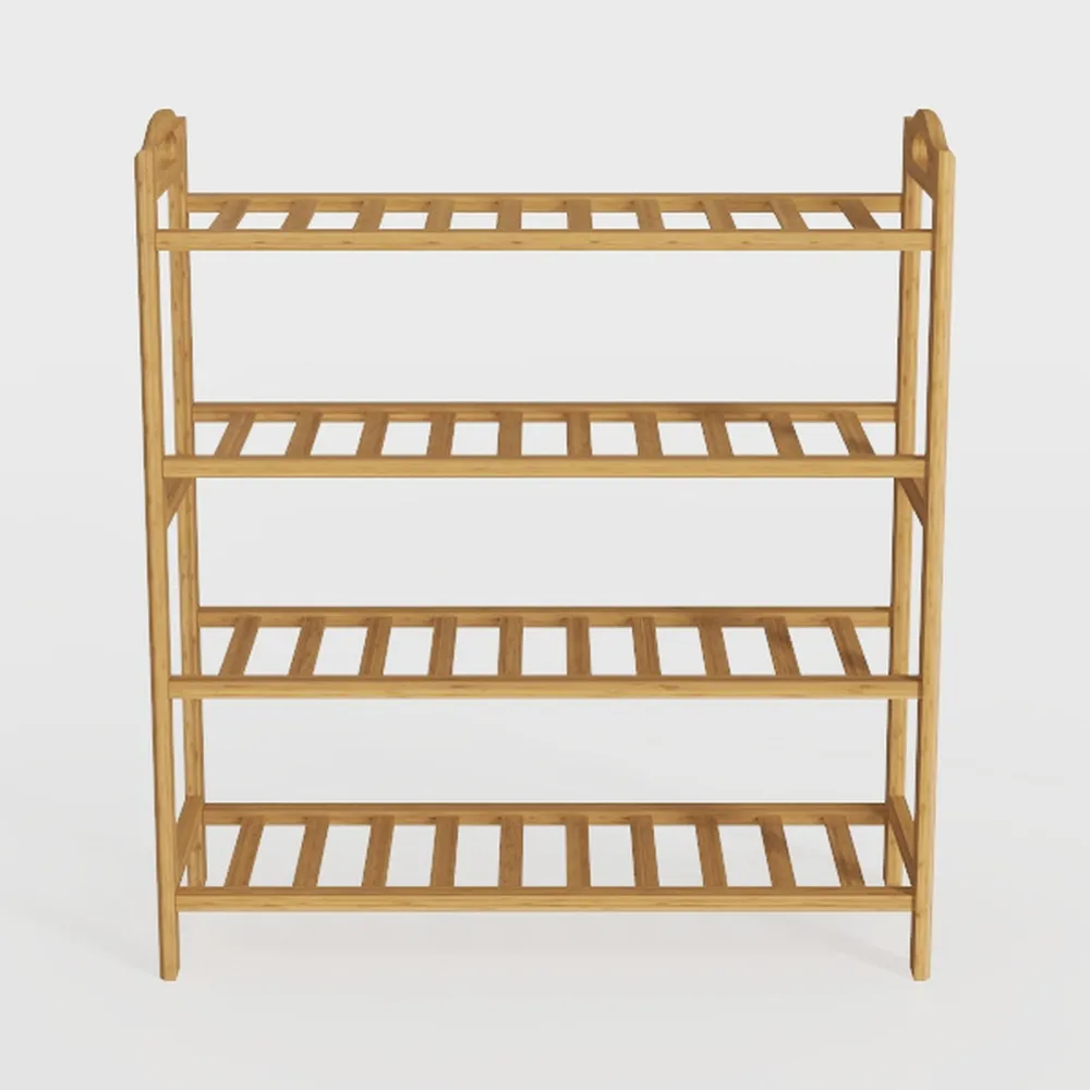 4 Tier Bamboo Shoe Rack for Closet Free Standing