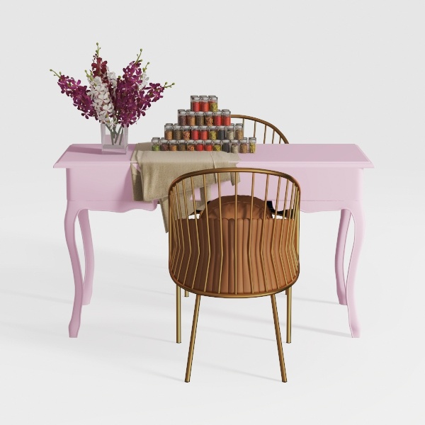 table and chair combination-Barbie Pink