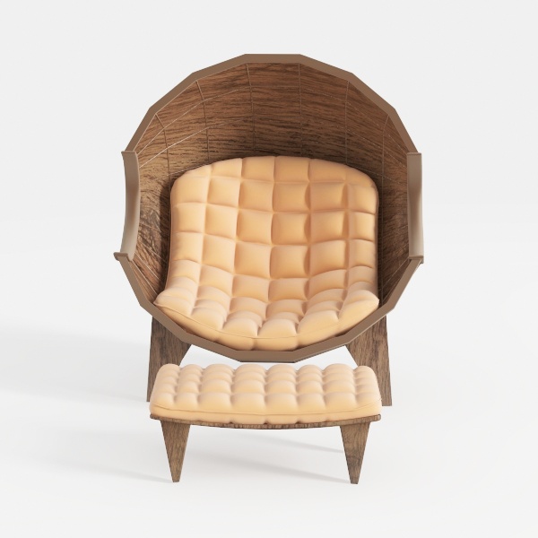 DRKAT Lazy Chair with Ottoman, Modern Large Accent