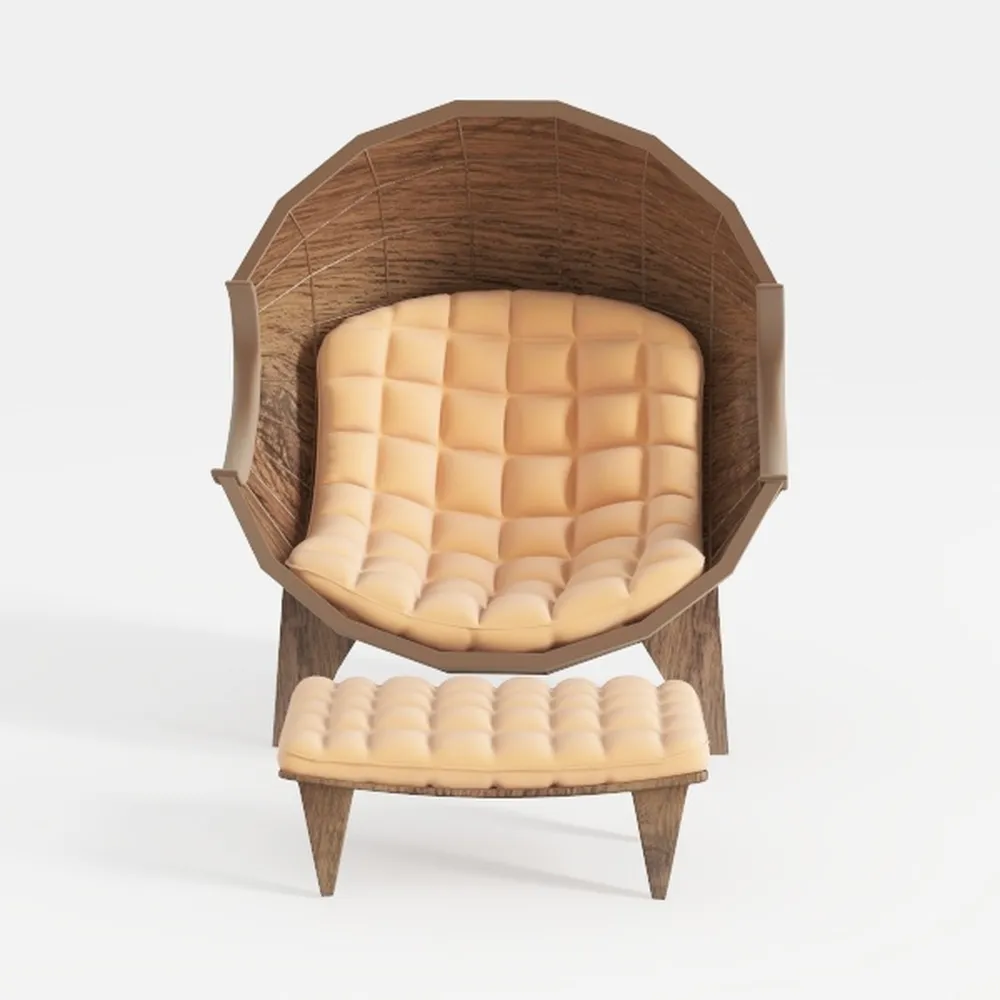 DRKAT Lazy Chair with Ottoman, Modern Large Accent