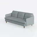 Minimalist Fabric Three Seater Sofa with Wooden Legs 3D Model Left 45 Degree View