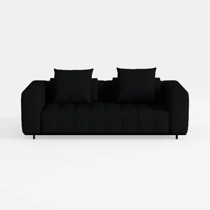 Minimalist Black Fabric Channel Tufted Loveseat Sofa 3D Model