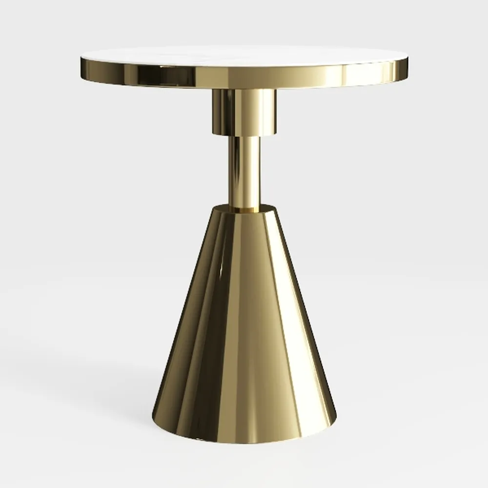 Modern Marble 15.7" Round Side Table,Accent End