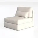 Minimalist Linen Fabric Chaise Lounge 3D Model Left 45 Degree View