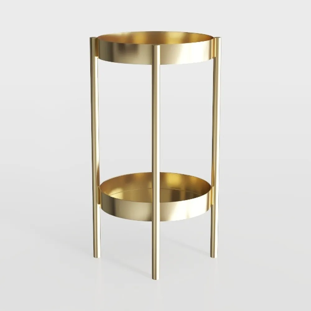 Joveco Side Table 2-Tier Metal Round End Table