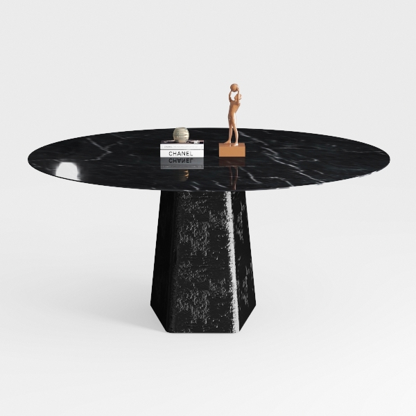 Camden Contemporary Black Faux Marble Top Metal 48