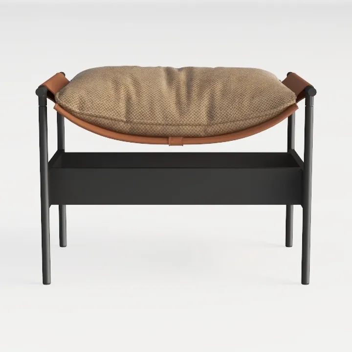 Modern Minimalist Fabric Leather Metal Upholstered Storage Ottoman 3D Model