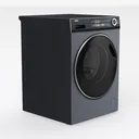 Modern Matte Black Front Loading Washing Machine 3D Model Right 45 Degree View
