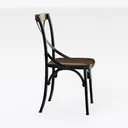 Industrial Vintage Metal Solid Wood Cross Back Dining Chair 3D Model Right 45 Degree View