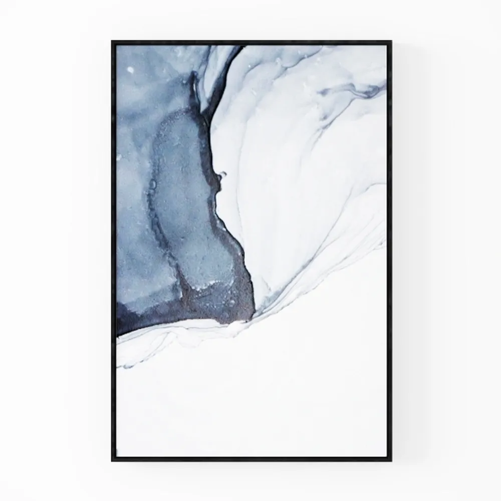 Wieco Art Framed Wall Art Blue Flickering Flowe