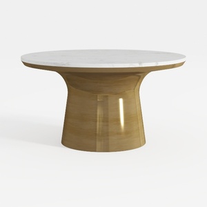 Modern Marble Top Brass Round Dining Table 3D Model