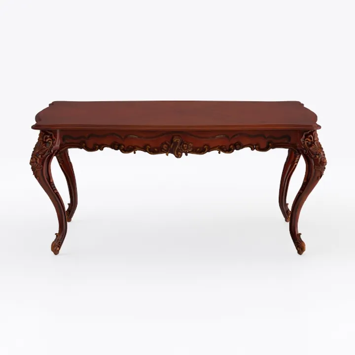 Vintage French Carved Solid Wood Dining Table 3D Model