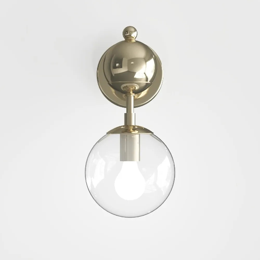 Gold Globe Wall Sconce, 7.5" W x 20" H, G9 Base