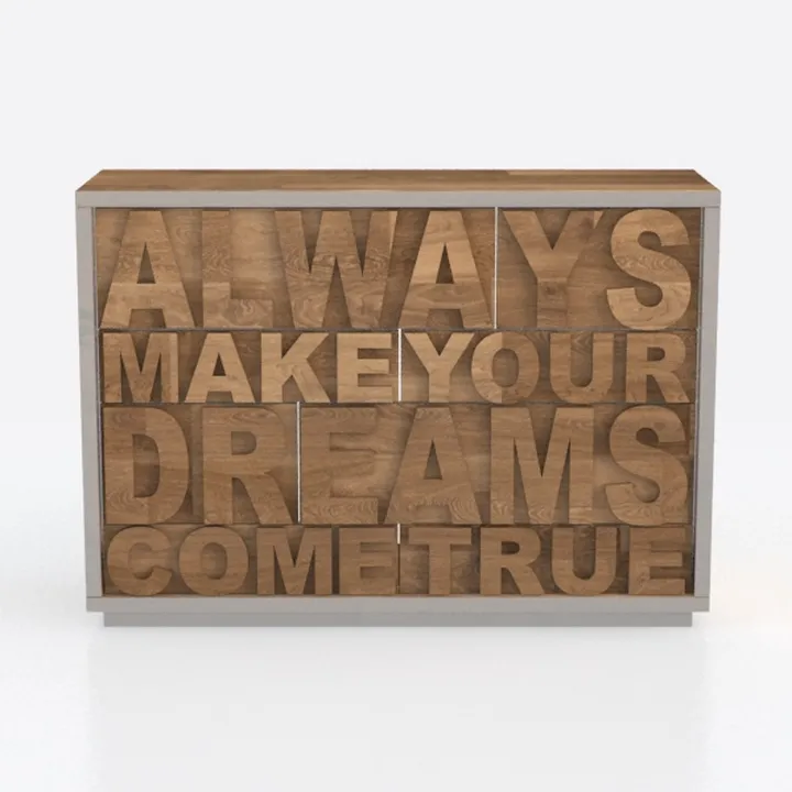 Custom Oak Wood Letter Art Decorative Cabinet 3D Model