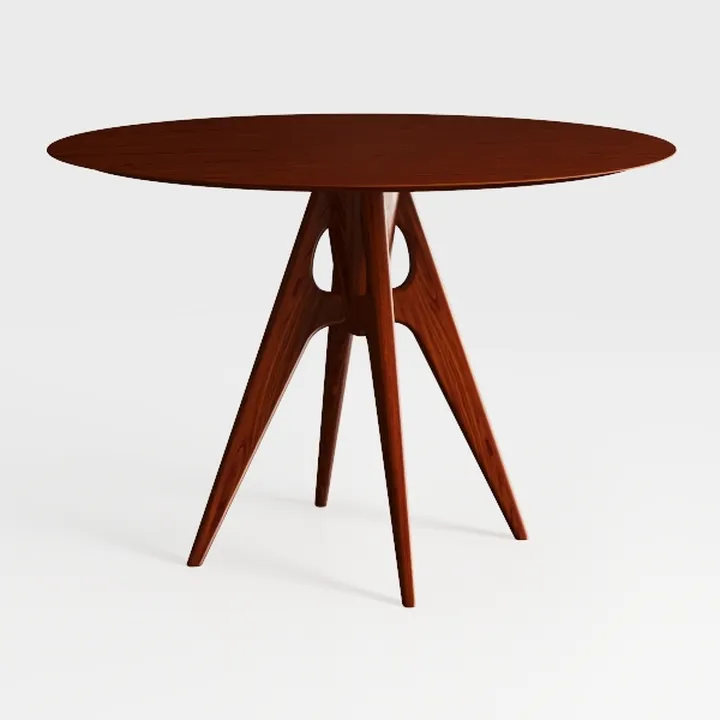 Mid Century Modern Walnut Round Dining Table 3D Model