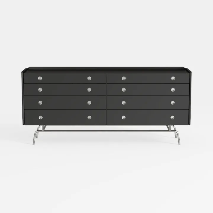 Modern Black Metal Solid Wood Dresser 3D Model