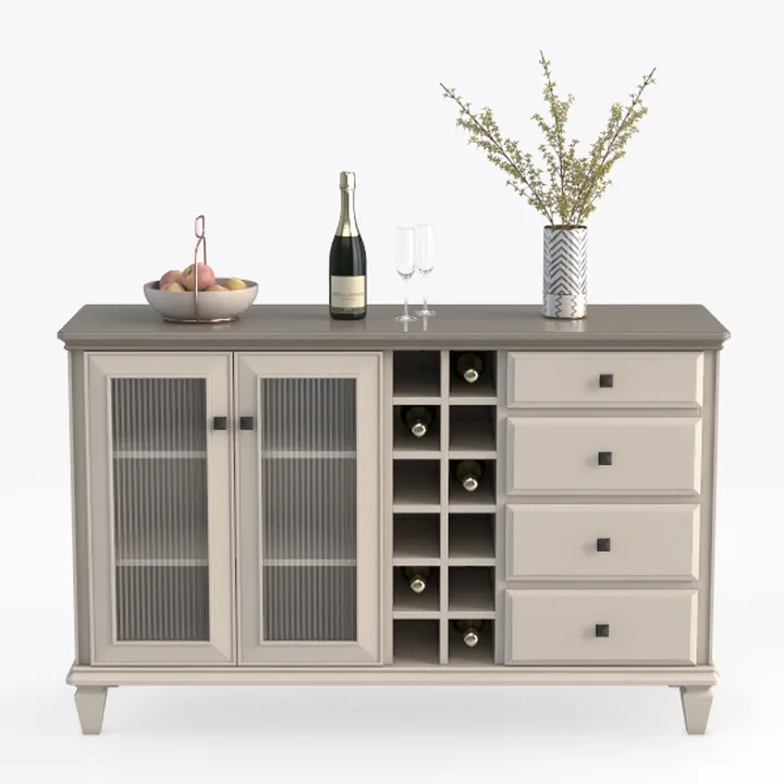 Minimalist Solid Wood Wine Storage Sideboard Cabinet 3D Model