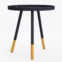 Modern Two Tone Solid Wood Round Side Table 3D Model Left 45 Degree View