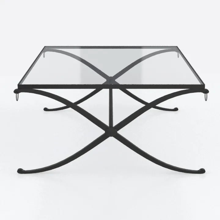 Modern Black Metal Glass Top Coffee Table 3D Model