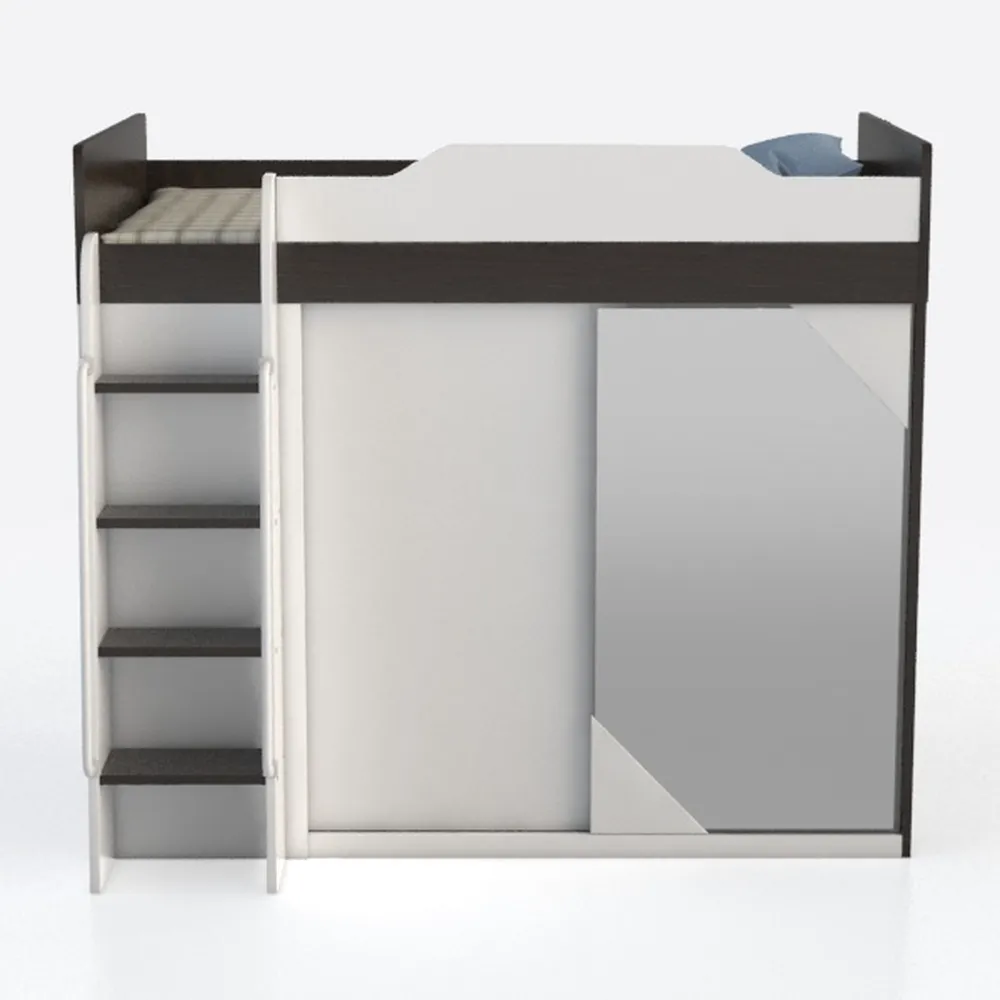 Benjara Wooden Twin Size Loft Bunk Bed with Workst