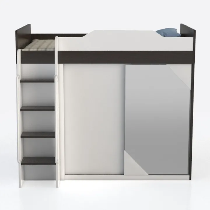 Benjara Wooden Twin Size Loft Bunk Bed with Workst