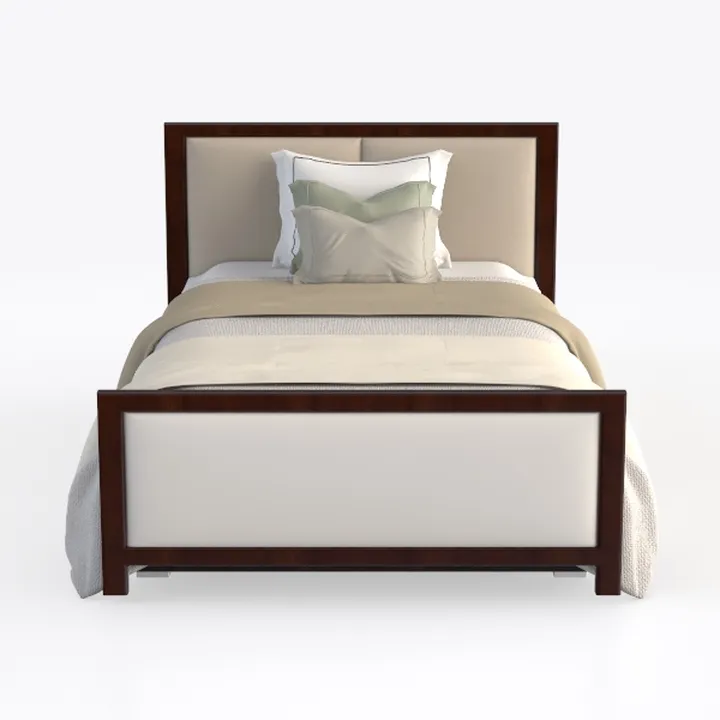 Modern Solid Wood Upholstered Twin Bed 3D Model