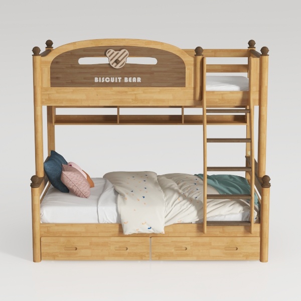 Linique Full XL Over Queen Wooden Bunk Bed with La