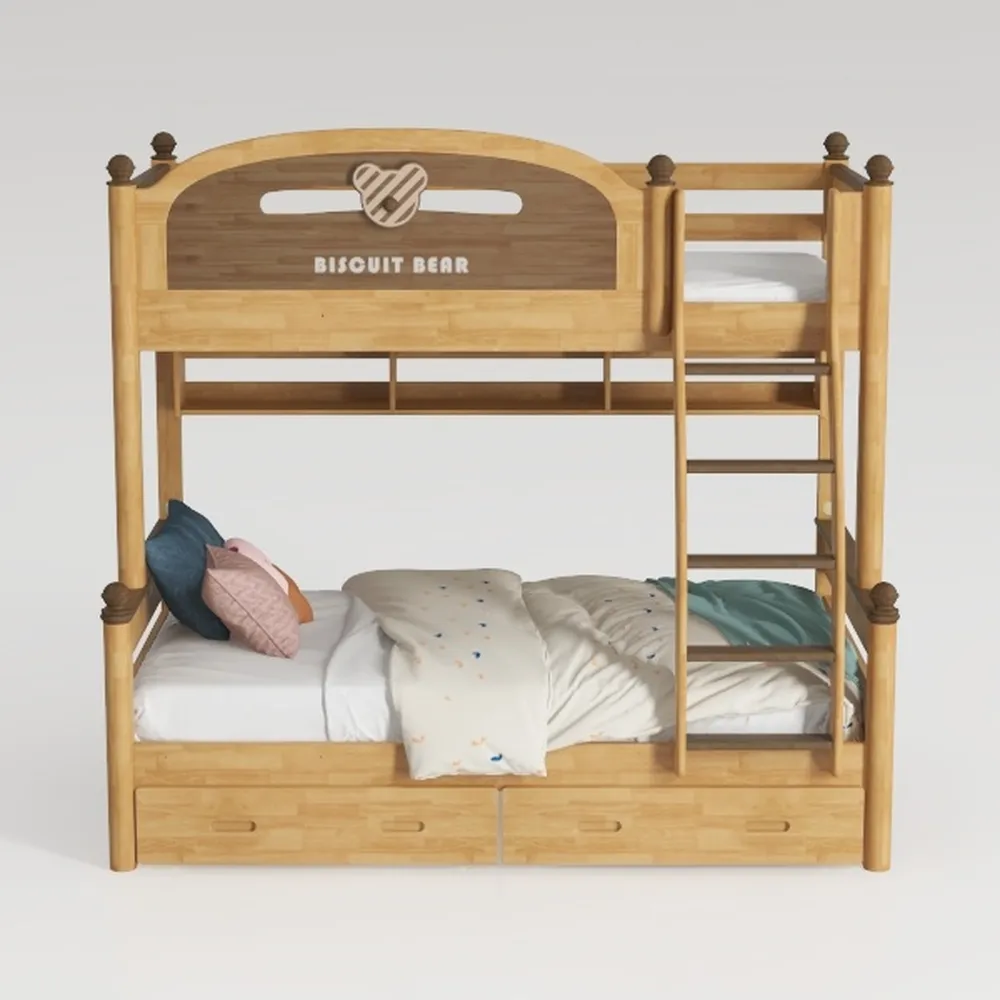 Linique Full XL Over Queen Wooden Bunk Bed with La