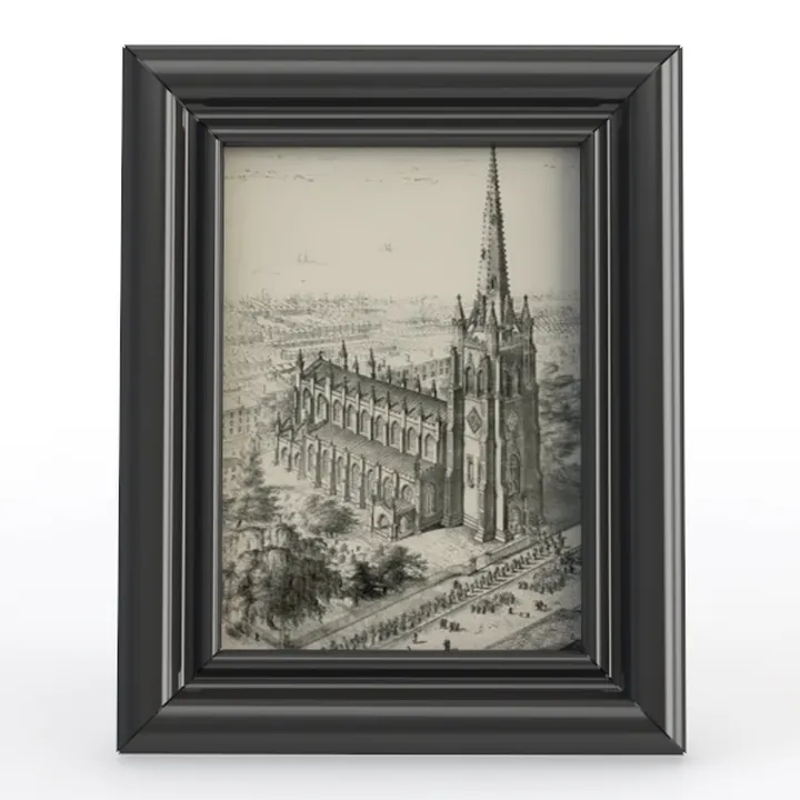 Vintage Black Framed Cathedral Art Print Decor 3D Model