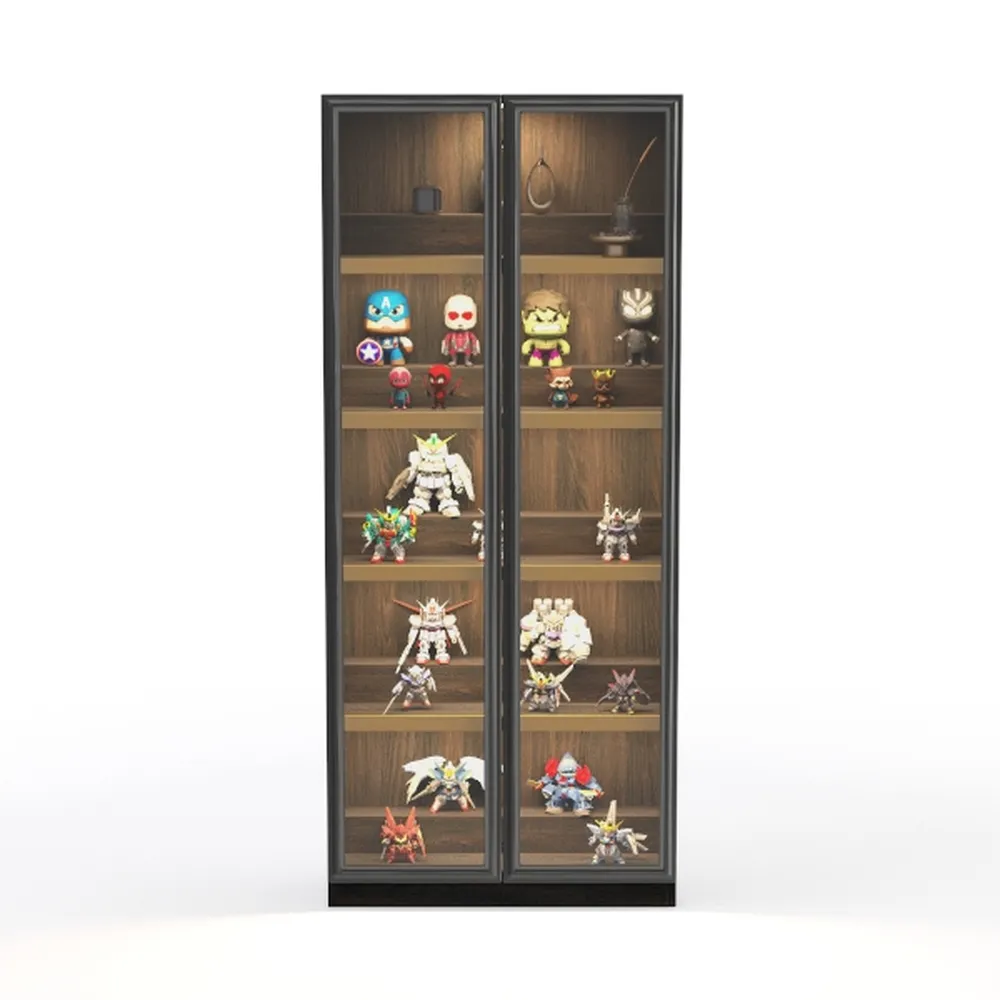 Display Cabinet with Glass Doors, 5-Tier Metal