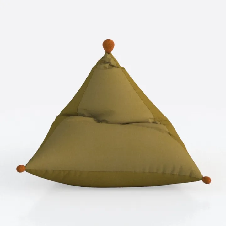 Minimalist Fabric Triangle Bean Bag Chair with Pom Poms 3D Model