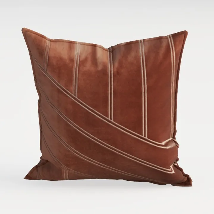 Velvet Striped Decorative Throw Pillow 3D Model
